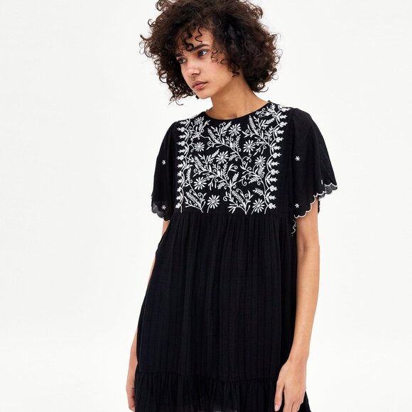 ZARA Embroidered Cover-up / Jumpsuit, black Sz M.  NWT. - Picture 1 of 11